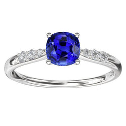 Blauwe saffier edelsteen ring wit goud 14K diamanten 2,50 karaat