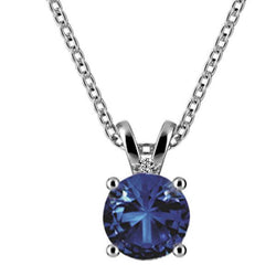 Blauwe saffier en diamanten halsketting hanger 2.55 karaat witgoud 14K