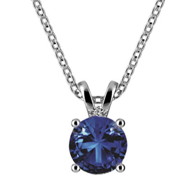 Blauwe saffier en diamanten halsketting hanger 2.55 karaat witgoud 14K - harrychadent.nl