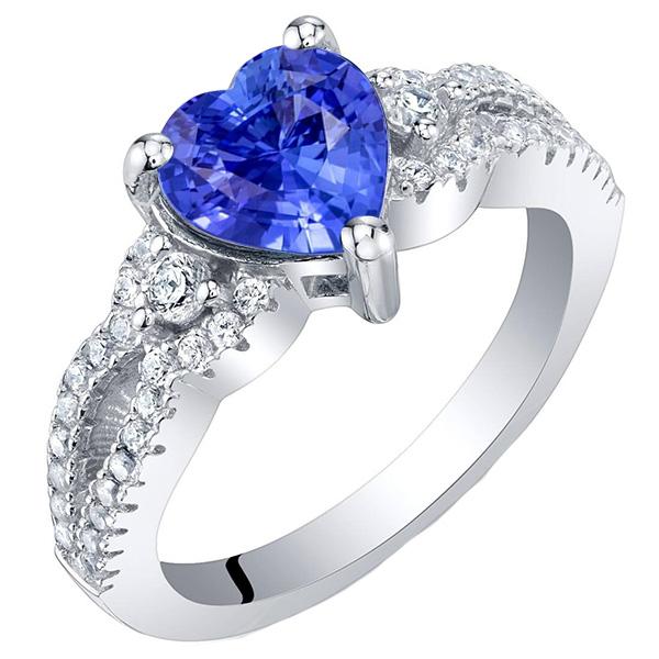 Blauwe saffier en diamanten ring 4,50 karaat witgoud 14K sieraden - harrychadent.nl