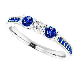 Blauwe saffier en diamanten verlovingsring 1,07 karaat Nieuw