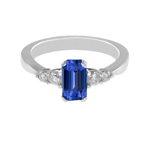 Blauwe saffier jubileumring ronde diamant taps toelopende schacht 1,75 karaat - harrychadent.nl