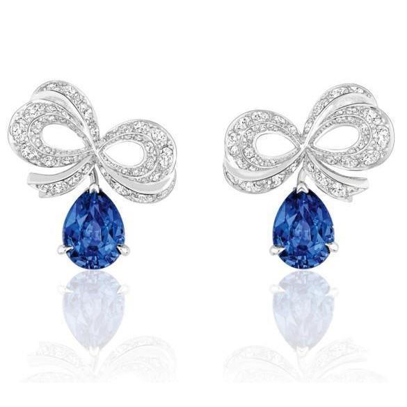 Blauwe saffier met diamant 6 karaat dames oorknopjes wit goud 14k - harrychadent.nl
