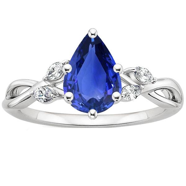 Blauwe saffier ring met markiezin diamanten 4,50 karaat - harrychadent.nl