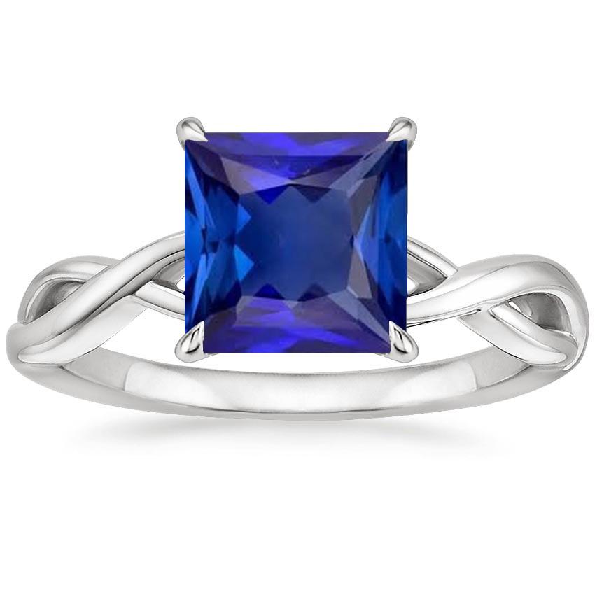 Blauwe saffier solitaire ring prinses geslepen wit goud 14K 5 karaat - harrychadent.nl