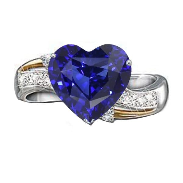 Blauwe saffier verjaardag hart diamanten ring 3 karaat dames sieraden - harrychadent.nl