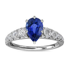 Afbeelding in Gallery-weergave laden, Blauwe saffier verlovingsring peervormig &amp; diamanten 3,50 karaat - harrychadent.nl
