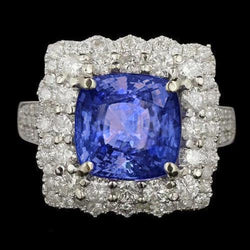 Blauwe tanzaniet met diamanten 9,75 ct trouwring goud 14K