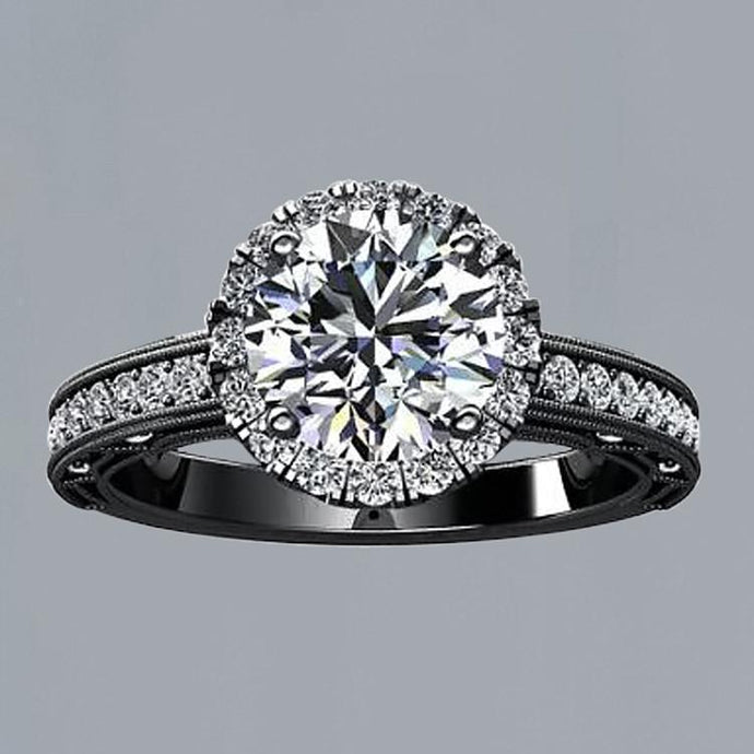 Bloem stijl ronde diamanten verlovingsring 2.11 karaat BG 14K - harrychadent.nl