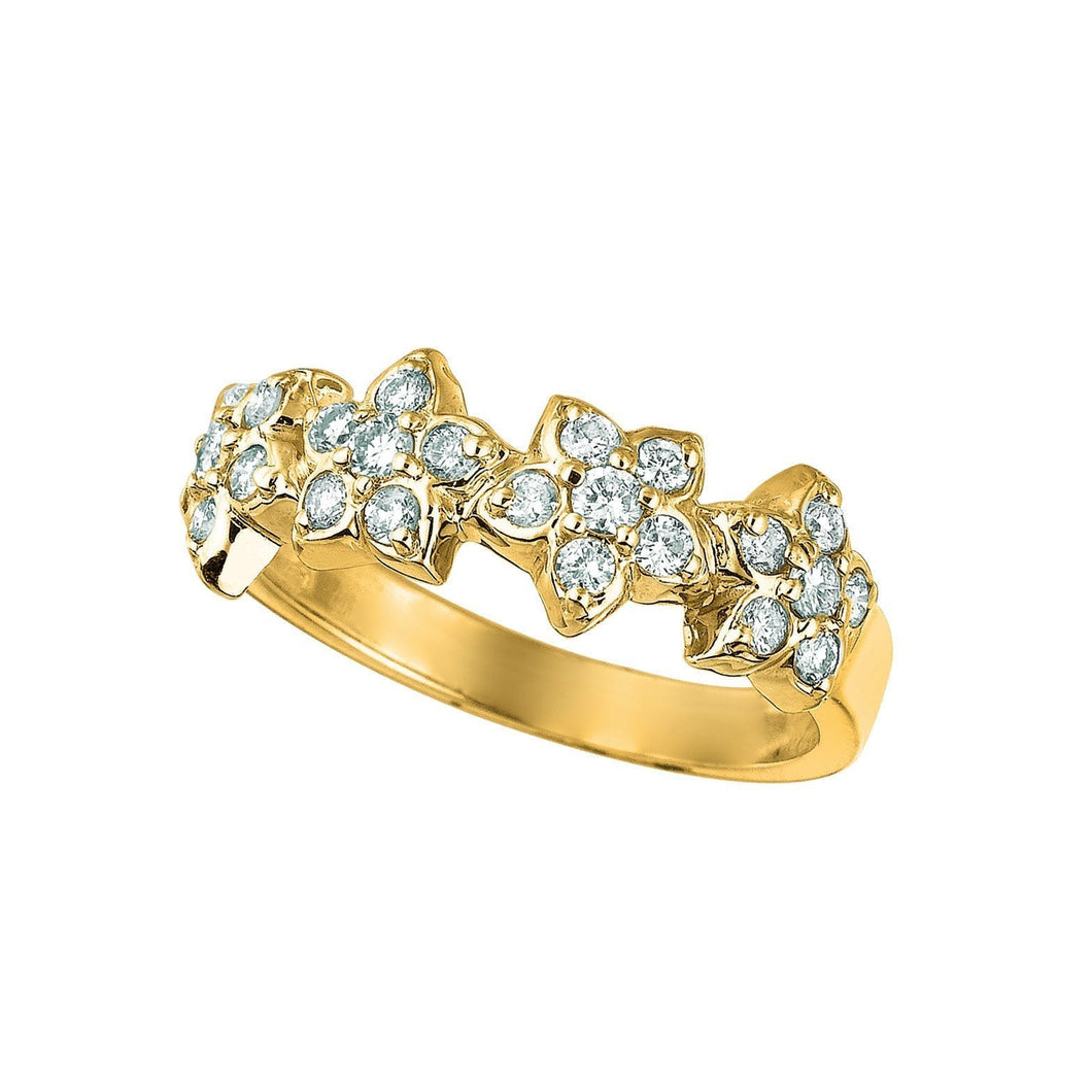 Bloem Stijl Echt Diamanten Trouwring 0,72 Karaat 14K Geel Goud