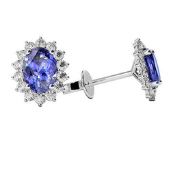 Bloemstijl Oorknopjes 6.40 Karaat Tanzaniet Diamanten Goud 14K