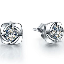 Bloemstijl 1,00 Karaat Echt Diamanten Oorknopjes Wit Goud 14K