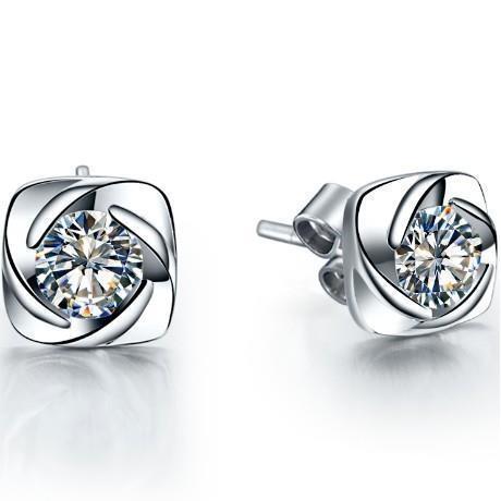 Bloemstijl 1,00 Karaat Echt Diamanten Oorknopjes Wit Goud 14K