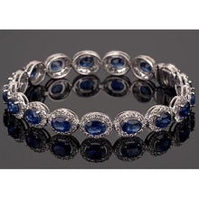 Afbeelding in Gallery-weergave laden, Blue Sapphire Tennisarmband Prong Set 39 karaat damessieraden - harrychadent.nl
