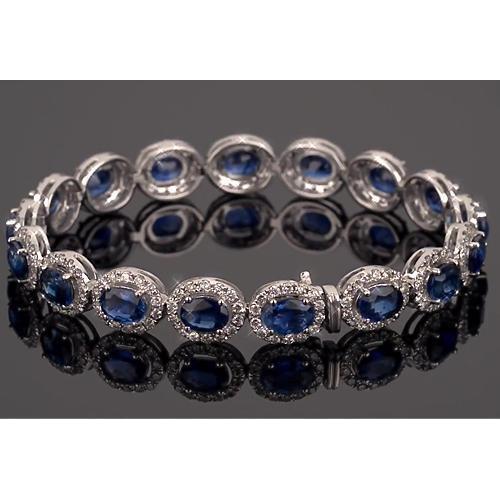 Blue Sapphire Tennisarmband Prong Set 39 karaat damessieraden - harrychadent.nl