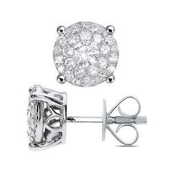 Briljant geslepen Halo diamanten oorknopjes 1.54 karaat witgoud 14K