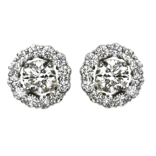 Briljant geslepen diamanten Stud Halo Earring 3.20 karaat witgouden sieraden - harrychadent.nl