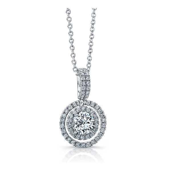 Briljant Geslepen Echt Diamanten Halo Hanger Ketting 2,07 Karaat 14K Witgoud
