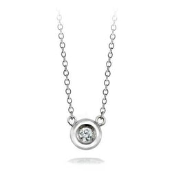 Briljant Geslepen Echt Diamanten Hanger Ketting Bezel Set 0,50 Karaat WG 14K
