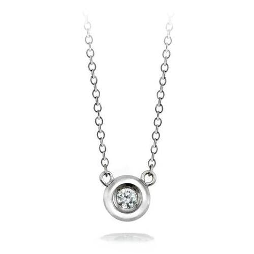Briljant Geslepen Echt Diamanten Hanger Ketting Bezel Set 0,50 Karaat WG 14K