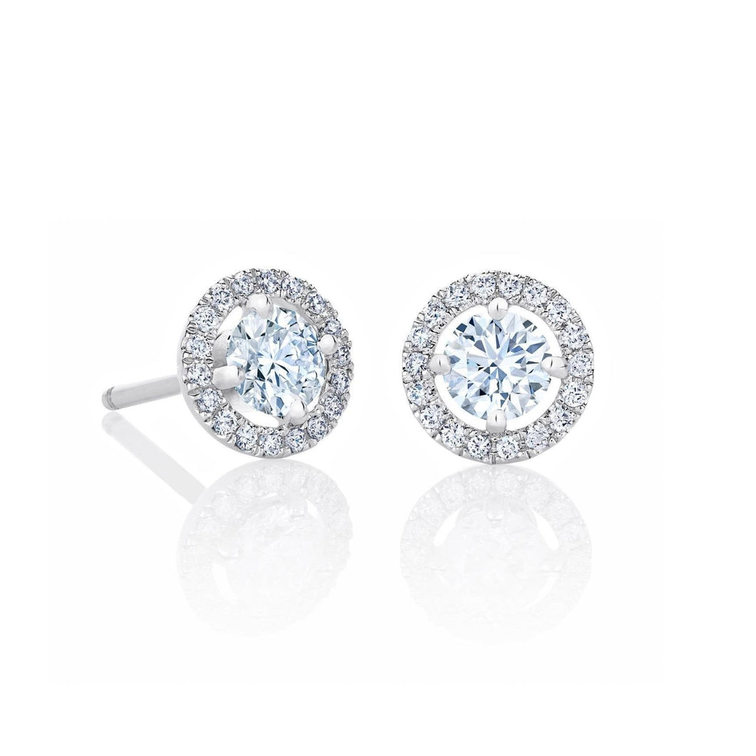 Briljant Geslepen Echt Diamanten Oorknopjes Halo Oorbellen 2,20 Karaat