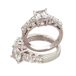 Briljant Geslepen  Echt Diamanten Verlovingsring 2.50 Karaat Vintage Stijl WG 14K