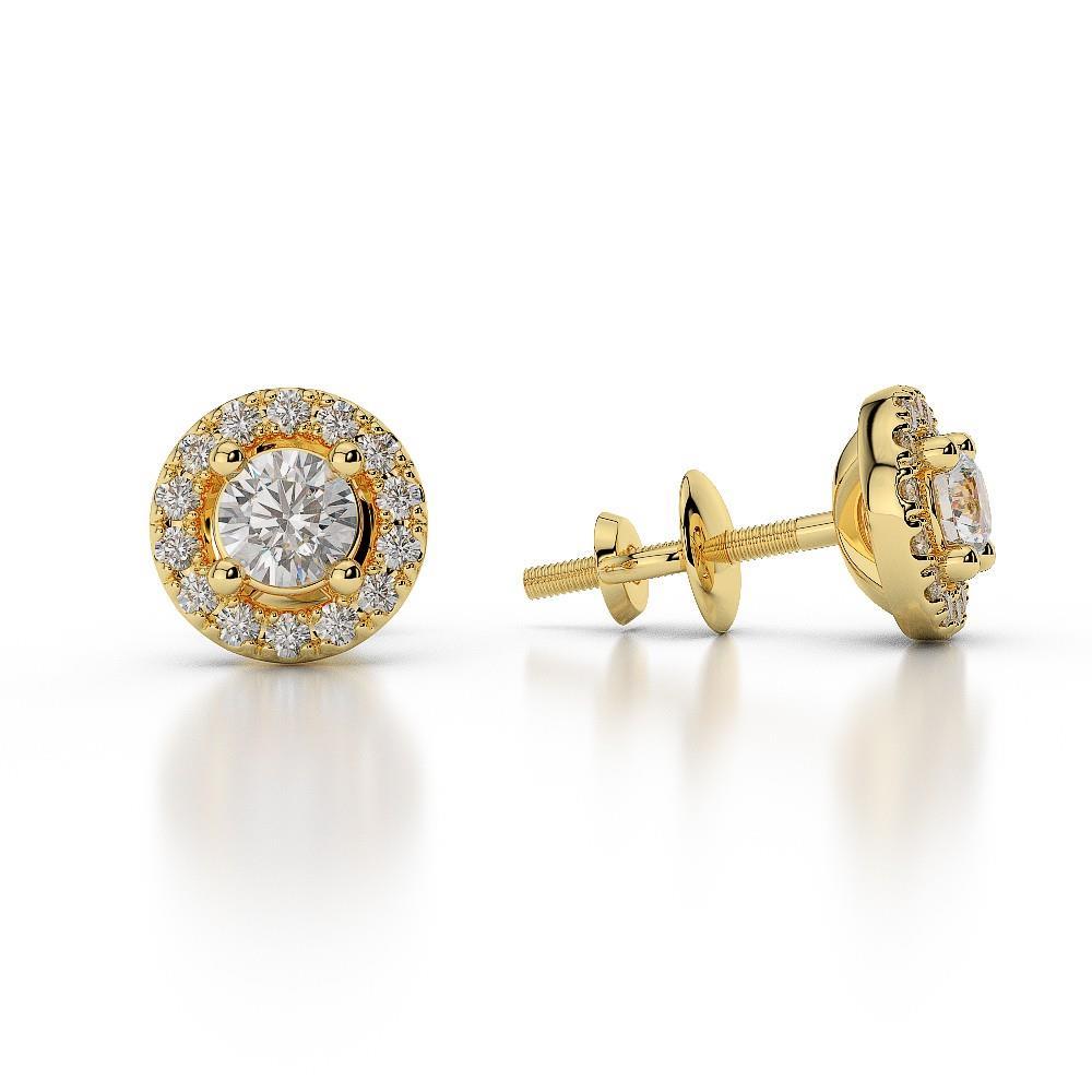 Briljant Geslepen Ronde Halo Echt Diamond Stud Earring 2,48 Ct. Geel Goud 14K