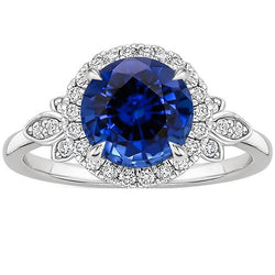Briljante diamanten sieraden Halo goud blauwe saffier edelsteen 3,50 karaat