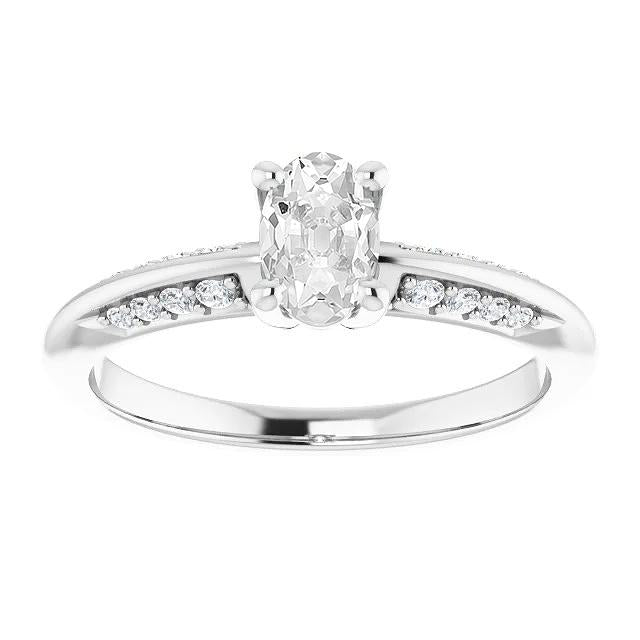 Bruiloft ovale oude mijn geslepen diamanten ring Prong set sieraden 3,65 karaat - harrychadent.nl