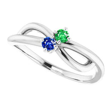 Afbeelding in Gallery-weergave laden, Ceylon Blauwe &amp; Groene Smaragd Ring 0.30 Karaats Infinity Twist Dames - harrychadent.nl
