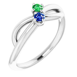 Ceylon Blauwe & Groene Smaragd Ring 0.30 Karaats Infinity Twist Dames