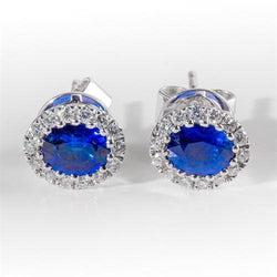 Ceylon Blauwe Saffier Diamant Dames Oorbel Wit Goud 2,60 Ct