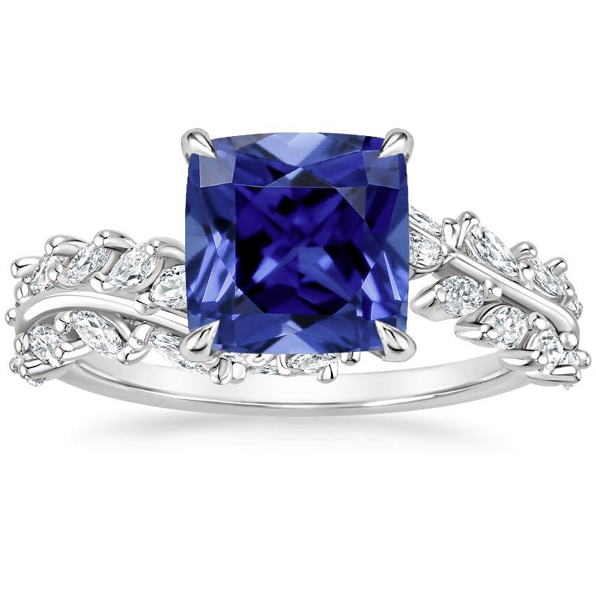 Ceylon Kussen Saffier En Marquise Diamanten Ring 3,45 Karaat - harrychadent.nl
