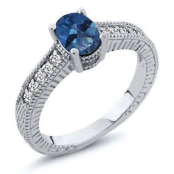 Ceylon Saffier En Diamanten 2 Karaat Jubileumring Wit Goud 14K