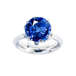 Ceylon Saffier Met Diamanten 1.90 Ct Ring Wit Goud 14K