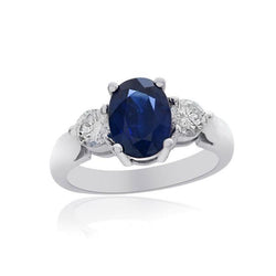 Ceylon Saffier Met Diamanten 3 Karaat Ring Wit Goud
