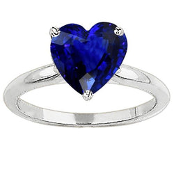 Ceylon Saffier Solitaire Ring Hart Geslepen Wit Goud 2,50 Karaat