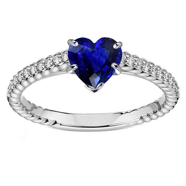 Ceylon Saffier Solitaire Ring & Pave Set diamanten accenten 2,50 karaat - harrychadent.nl