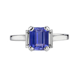 Ceylon Sapphire 3 Steen Smaragd Vorm & Baguette Ring 2.50 Carats