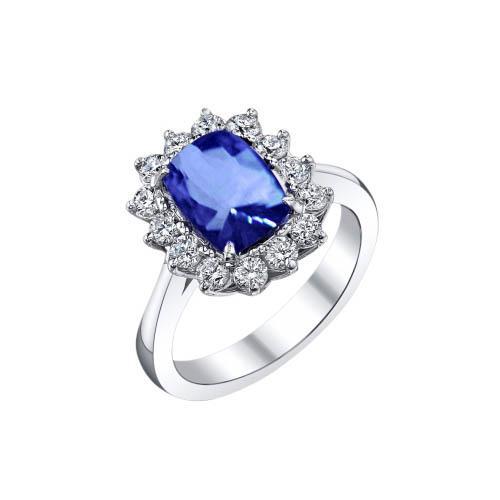 Ceylon Sapphire 4.25 Karaat Diamanten Ring Wit Goud 14K - harrychadent.nl