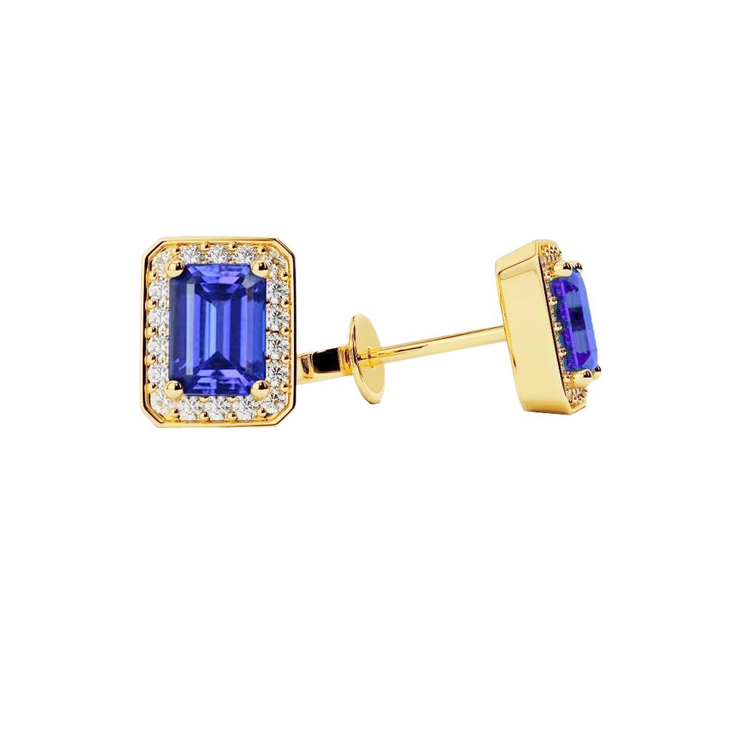 Ceylon Sapphire And Diamonds 4.20 Ct. Prong Set Studs Halo Oorbellen - harrychadent.nl