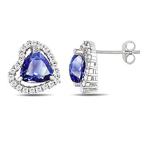 Ceylon Sapphire And Diamonds 6.80 Carat Studs Halo Oorbellen - harrychadent.nl