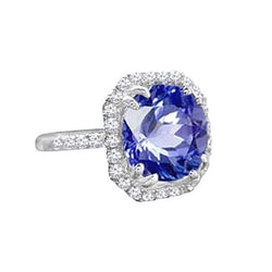 Ceylon Sapphire Diamanten 8 Karaat Ring Wit Goud 14K