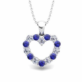 Ceylon Sapphire Diamond Heart Shape Hanger Goud Wit 14K 2.5 Karaat - harrychadent.nl