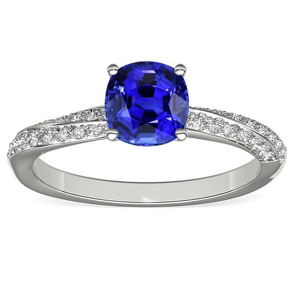 Ceylon Sapphire Edelsteen Ring Dubbele Pave Diamanten 3 Karaat - harrychadent.nl