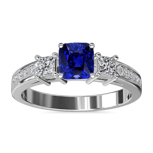 Ceylon Sapphire Edelsteen Ring Prinses & Ronde Diamanten 2,50 Karaat - harrychadent.nl