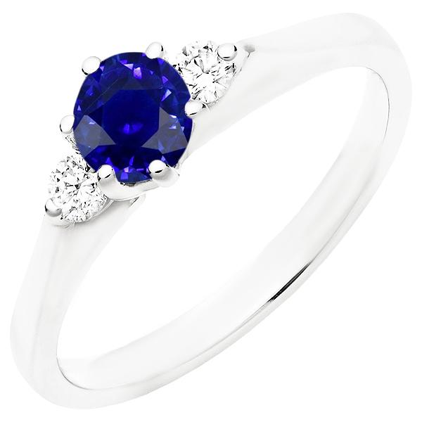 Ceylon Sapphire Edelsteen Ring Vrouwen 3 Steen Ronde Diamanten 2.50 Karaat - harrychadent.nl