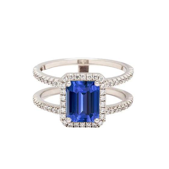 Ceylon Sapphire Halo Verlovingsring 3 karaat Diamanten Sieraden - harrychadent.nl