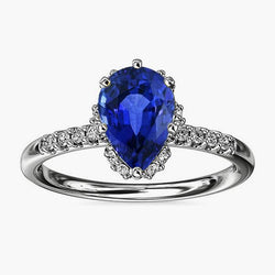 Ceylon Sapphire Halo Verlovingsring voor dames & diamanten 4 karaat