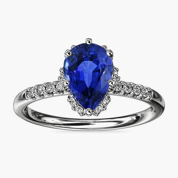 Ceylon Sapphire Halo Verlovingsring voor dames & diamanten 4 karaat - harrychadent.nl